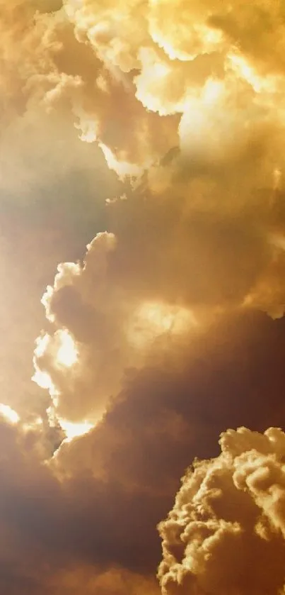 Golden clouds creating a serene sky scene, perfect for mobile wallpaper.