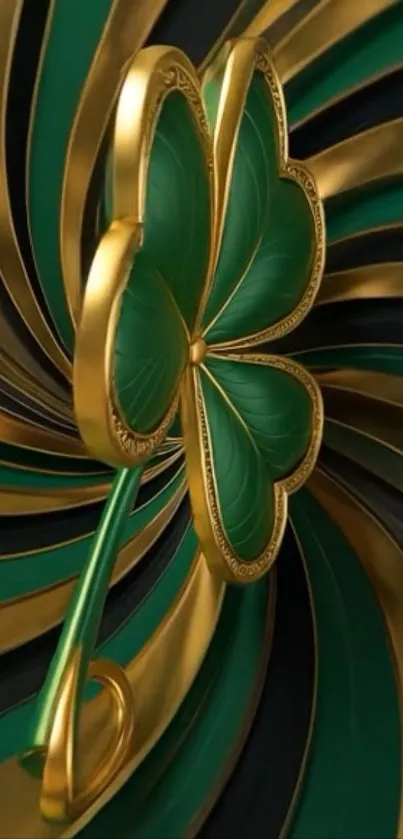 Golden clover spiral with elegant design.