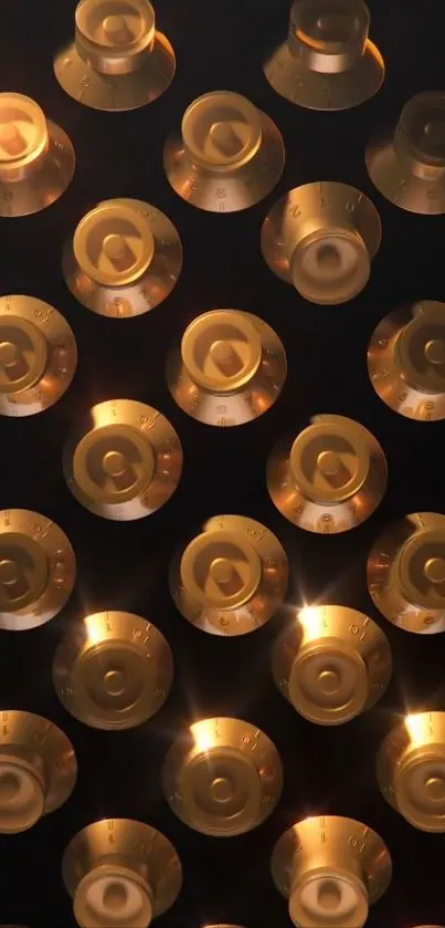 Golden coffee capsules arranged in a stylish pattern.