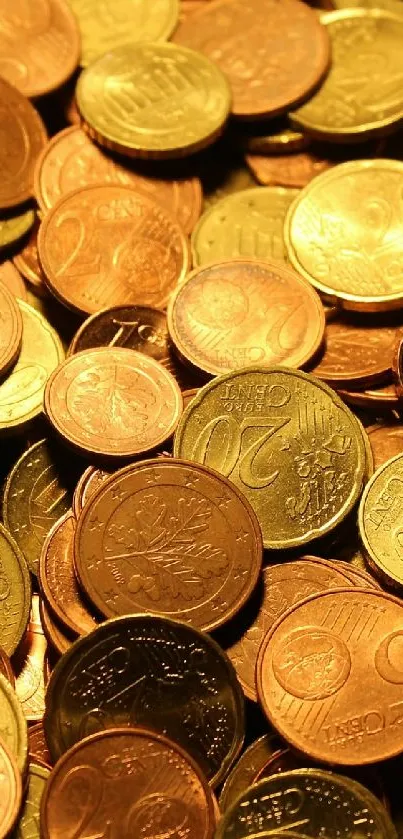 Pile of shimmering golden coins creating a luxurious mobile wallpaper.