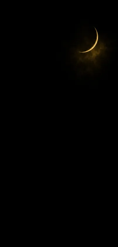 Golden crescent moon in a dark sky mobile wallpaper.