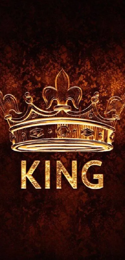 Golden crown with 'KING' text on dark background wallpaper.