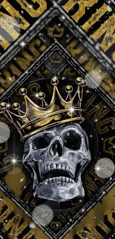 Gothic skull with gold crown mobile wallpaper.