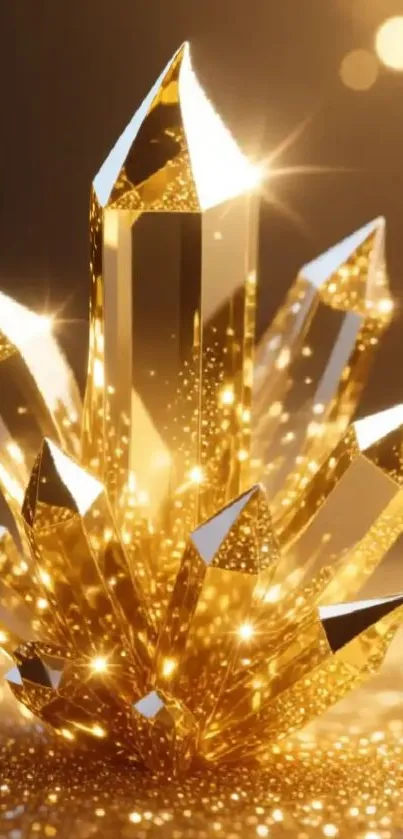 Golden crystal formations sparkling brightly