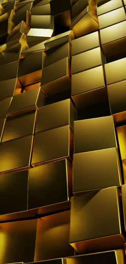 3D abstract wallpaper with golden cubes design.