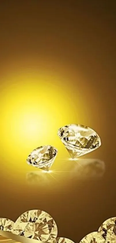 Luxurious golden diamond mobile wallpaper with shimmering gems.