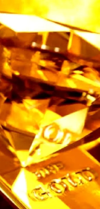 Sparkling diamond atop gold bars with rich golden hues.