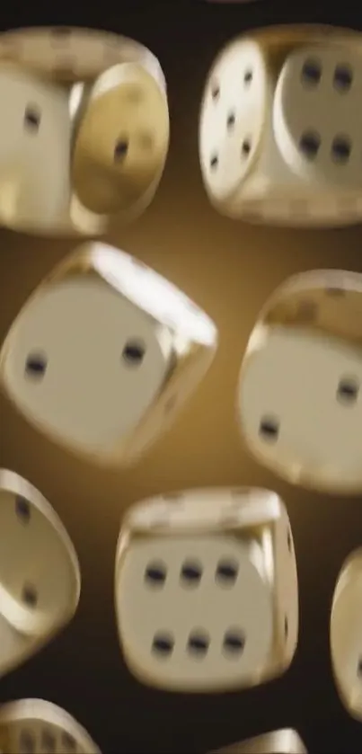 Gold dice in an abstract pattern on a mobile wallpaper.