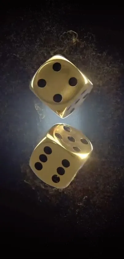 Golden dice on cosmic background wallpaper.