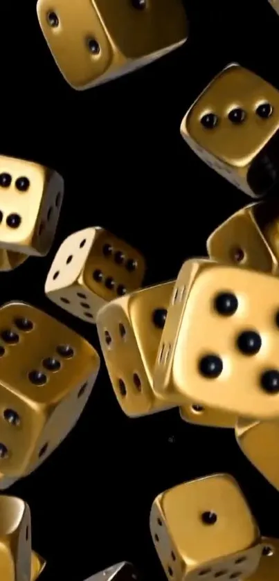 Wallpaper featuring golden dice on a black background.