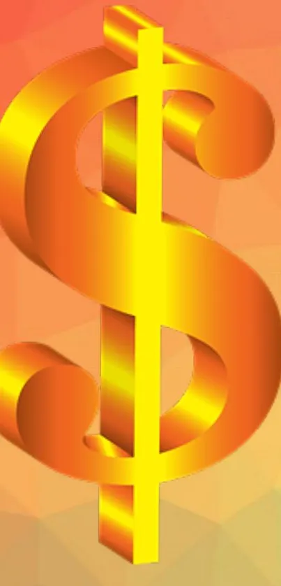 Golden dollar sign on orange gradient background wallpaper.