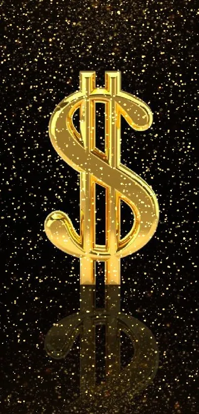 Luxurious gold dollar sign on a black background.