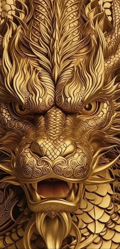 Intricate golden dragon art wallpaper with detailed scales and patterns.