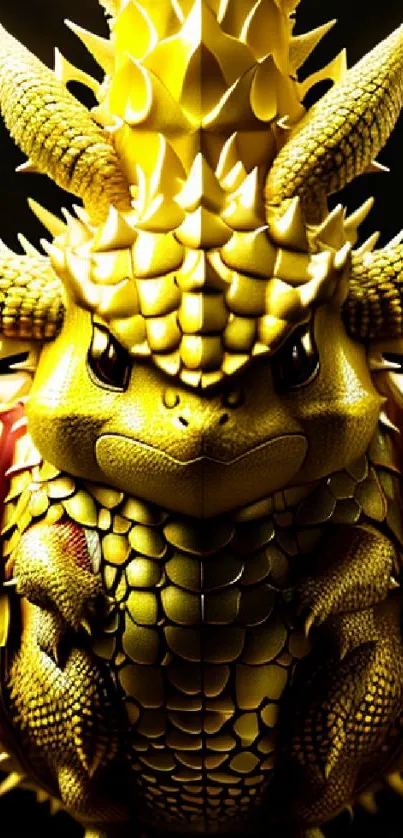 Golden dragon fantasy art mobile wallpaper with vibrant details.