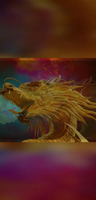 Golden dragon fantasy art with vibrant colors.