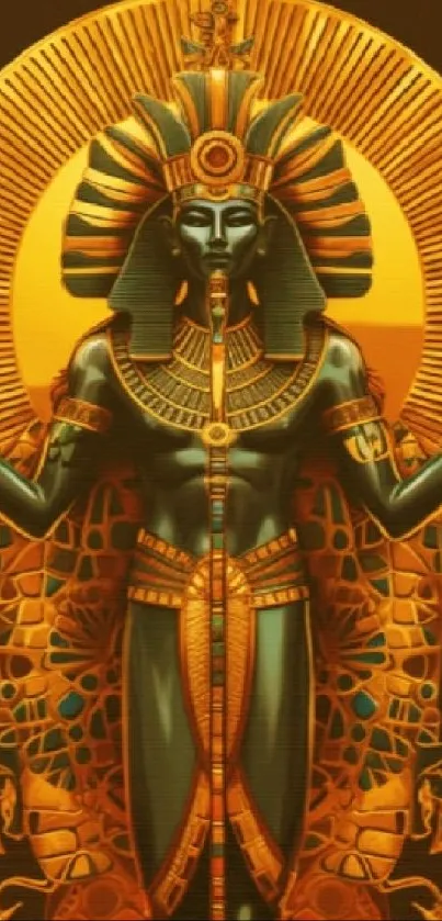 Elegant artwork of an Egyptian deity with golden accents.