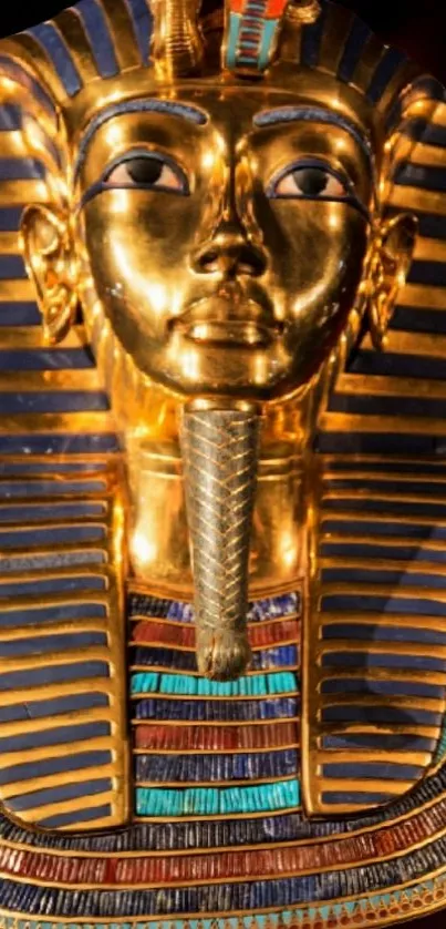 Golden Egyptian pharaoh mask mobile wallpaper.