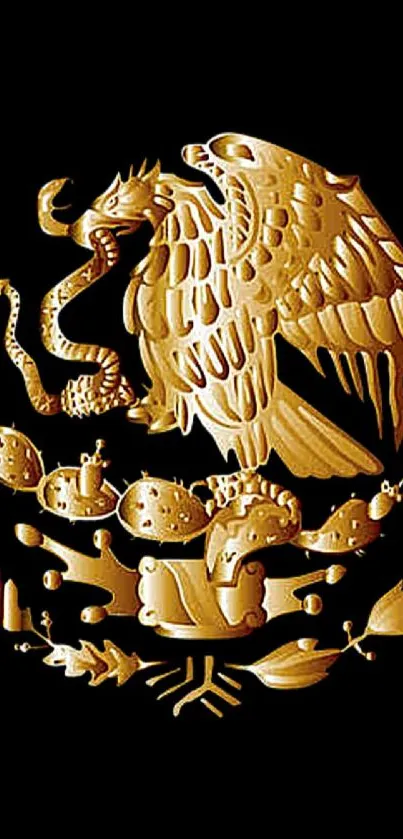 Gold emblem on black mobile wallpaper design.