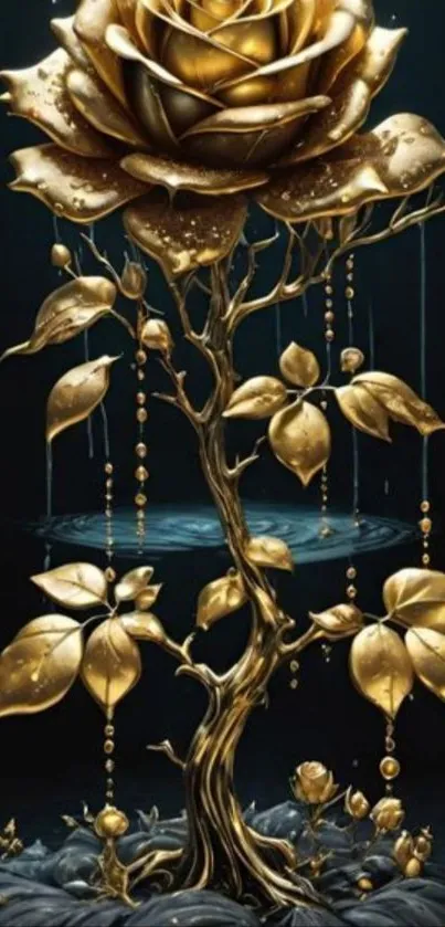 Golden enchanted rose with intricate details