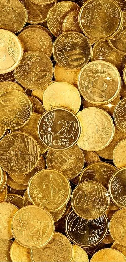 Mobile wallpaper with golden euro coins.