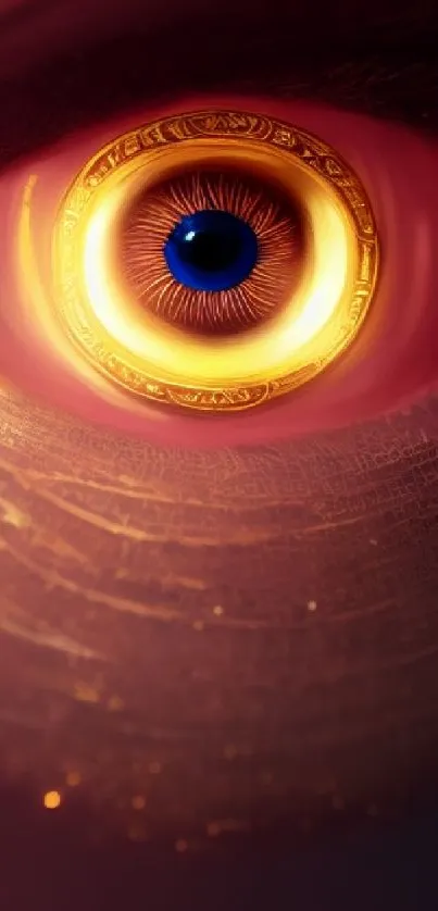 A digital art piece with a golden eye design and abstract elements.