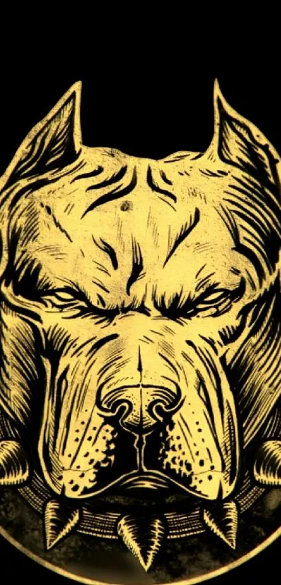 Striking black and golden fierce dog illustration wallpaper.