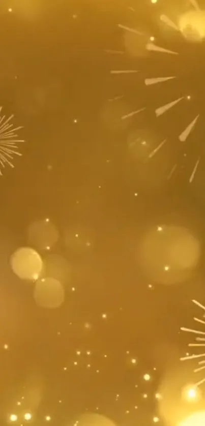 Golden fireworks wallpaper with bright sparkles.