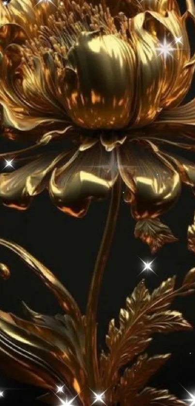 Luxurious golden floral mobile wallpaper with intricate details.