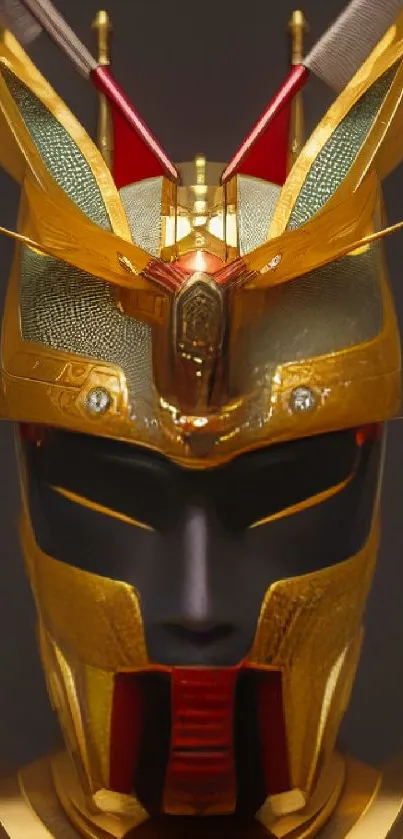 Futuristic mask with golden design, perfect for phone wallpaper.