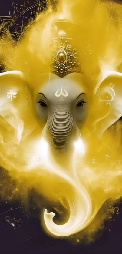Golden artistic Ganesha on mobile wallpaper