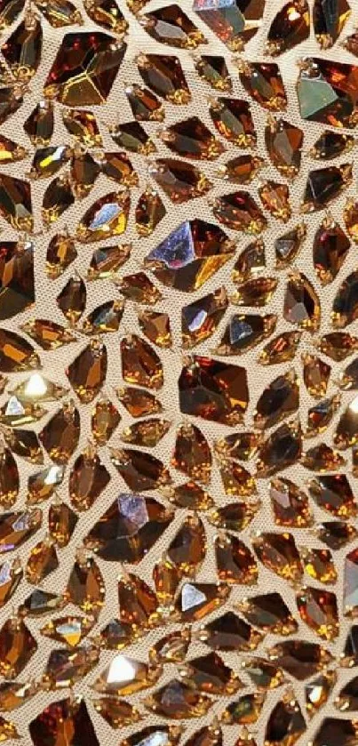 Intricate golden gemstone pattern for mobile wallpaper.