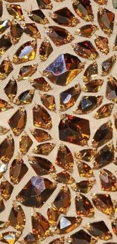 Luxurious golden gemstone pattern wallpaper.