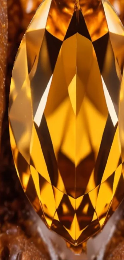 Golden gemstone reflection with abstract, luxurious design