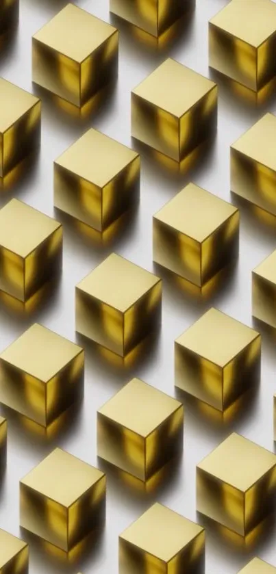 Golden cubes geometric pattern 3D wallpaper.