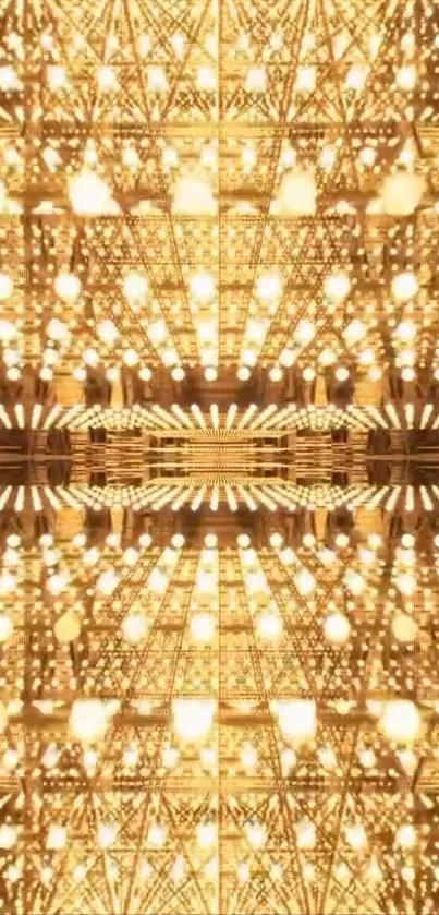 Radiant geometric pattern with golden lights.
