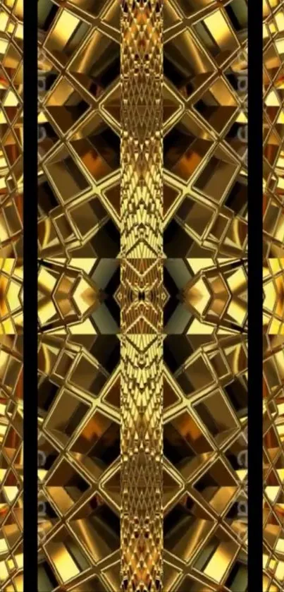 Gold geometric patterned phone wallpaper.