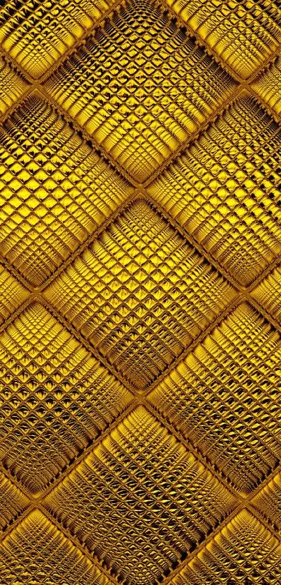Luxurious golden geometric wallpaper with diamond patterns.