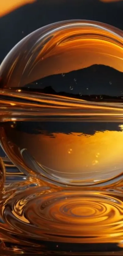 Golden glass reflection with ambient lighting.
