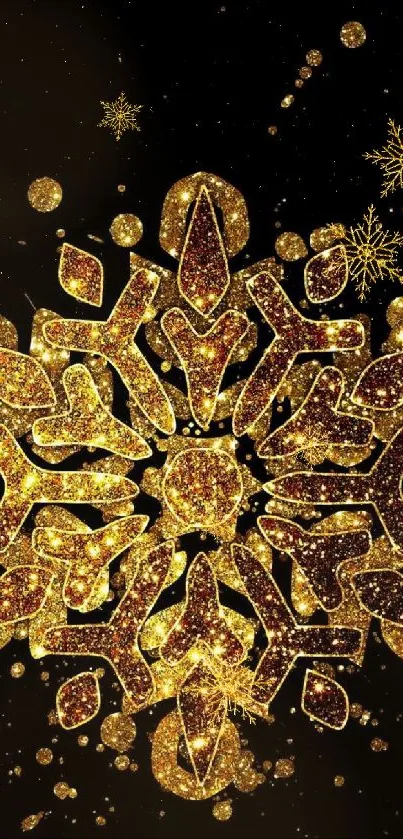 Golden glitter snowflake with intricate design