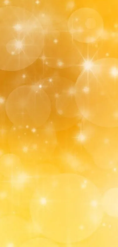 Golden bokeh phone wallpaper with sparkling effects