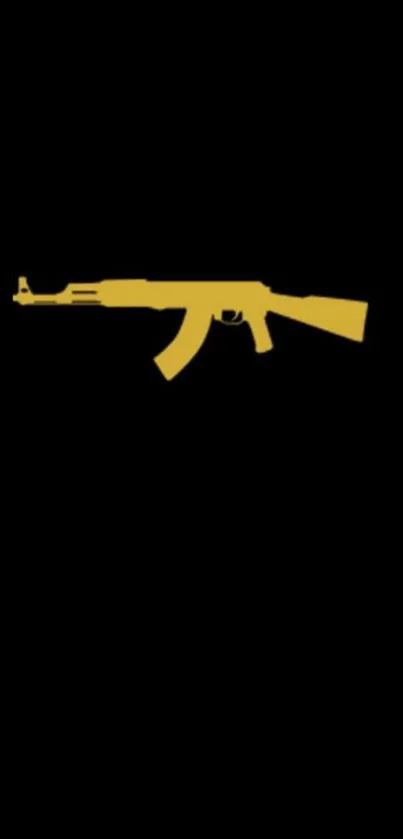 Golden gun silhouette on black mobile wallpaper.