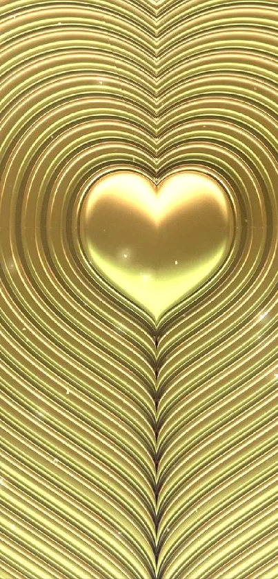 Golden heart in metallic texture wallpaper with luxurious appeal.