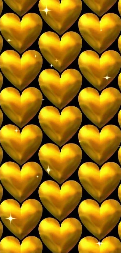 Golden hearts pattern wallpaper with a luxurious appeal.