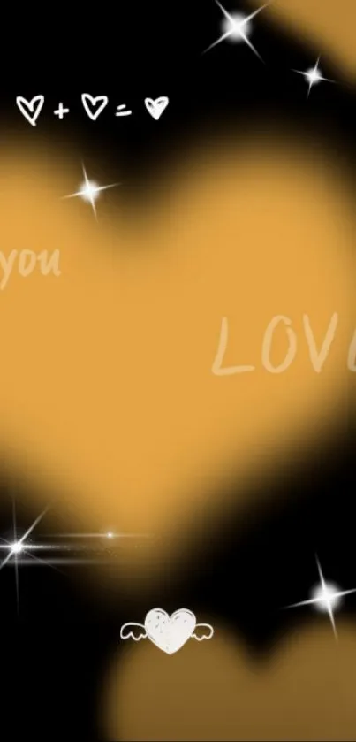 Golden hearts on dark background, love-themed wallpaper.