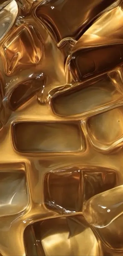 Golden ice cubes with a luxurious shine