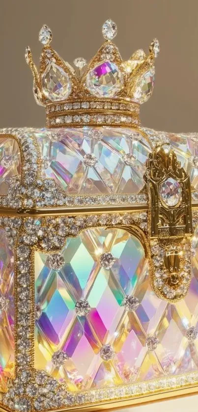 Opulent jewel-encrusted chest with crown