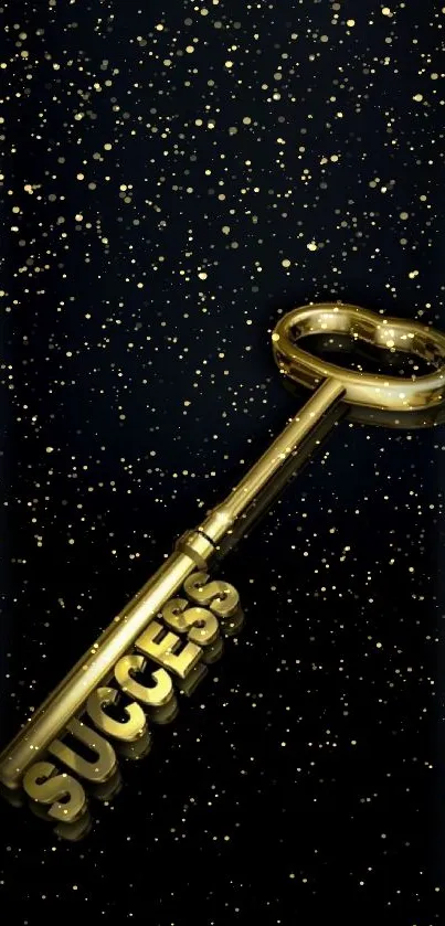 Elegant golden key with 'Success' text on a sleek black background.