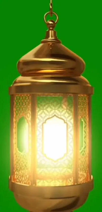 Golden lantern with green background wallpaper.