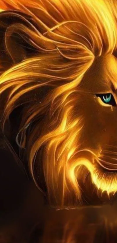 Golden lion art with a majestic mane, perfect mobile wallpaper.