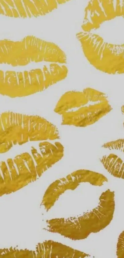 Golden lip print wallpaper with stylish design.